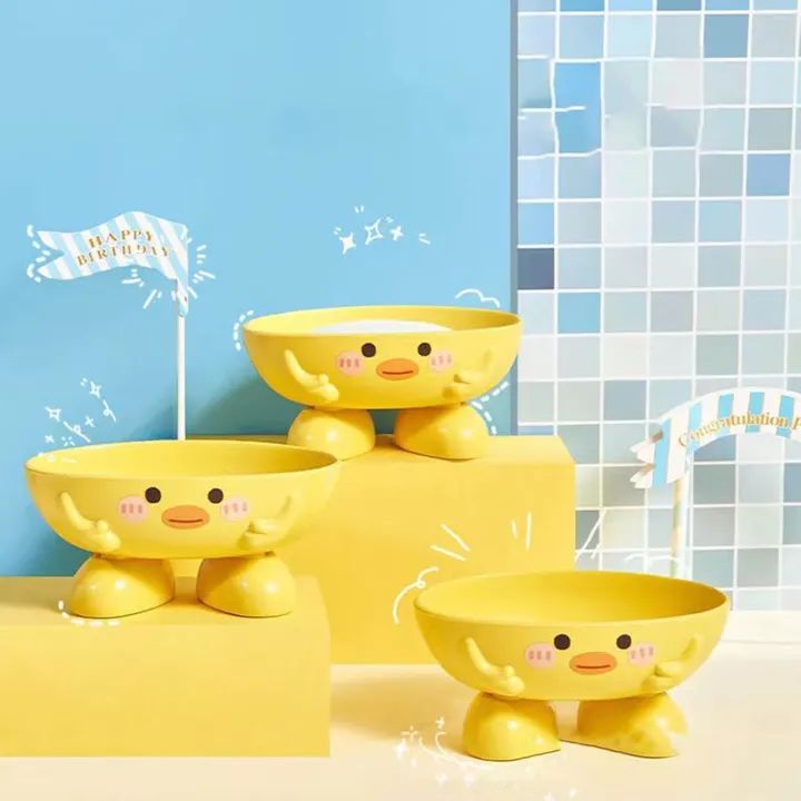 1pc Cute Duck Design Oval Plastic Soap Dish with Drainage Holes - Easy-Clean Durable Bathroom & Kitchen Sink Organizer for Soap, Shampood