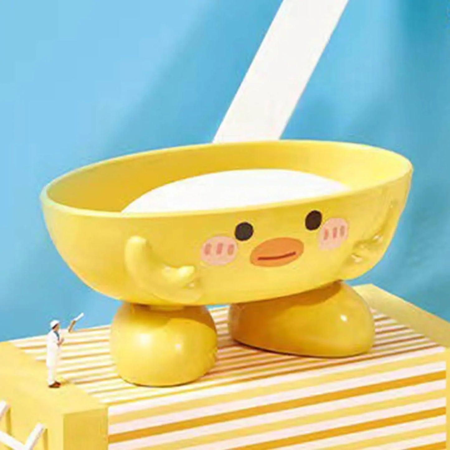 1pc Cute Duck Design Oval Plastic Soap Dish with Drainage Holes - Easy-Clean Durable Bathroom & Kitchen Sink Organizer for Soap, Shampood