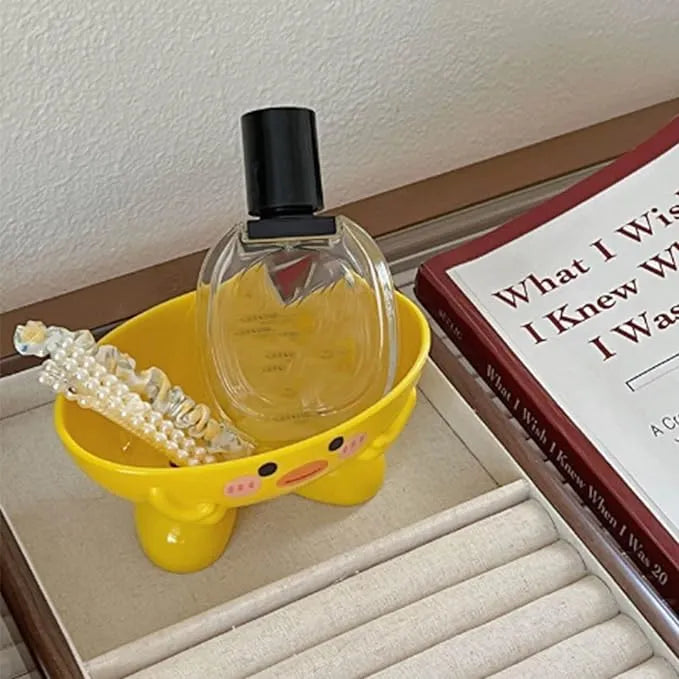 1pc Cute Duck Design Oval Plastic Soap Dish with Drainage Holes - Easy-Clean Durable Bathroom & Kitchen Sink Organizer for Soap, Shampood