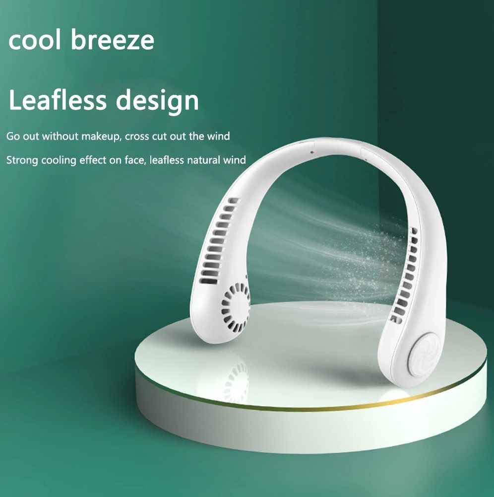 Portable Neck Fan Electric Wireless Fan Rechargeable USB Mini Fan Bladeless Personal Fans Hanging Neck Cooler for Outdoor Sports